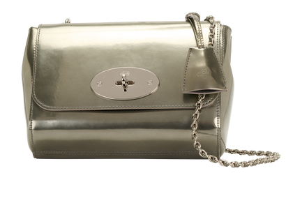 Small Lily, &pound;495, Handbags, Silver, Patent Leather, Front view